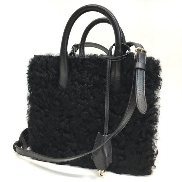 BALENCIAGA 347237 Padlock Nude Shoulder Bag Handbag Mouton Leather Women's Black - Picture 1 of 8